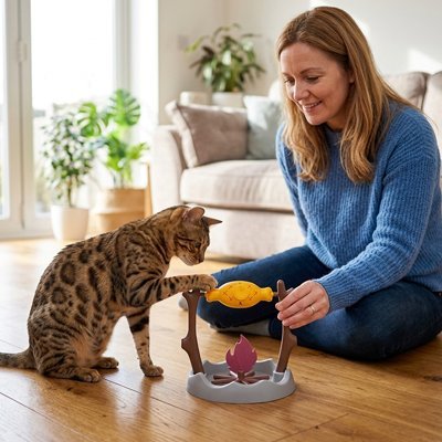 jouet pour chat avec maitresse
