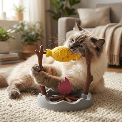 jouet pour chat sur tapis